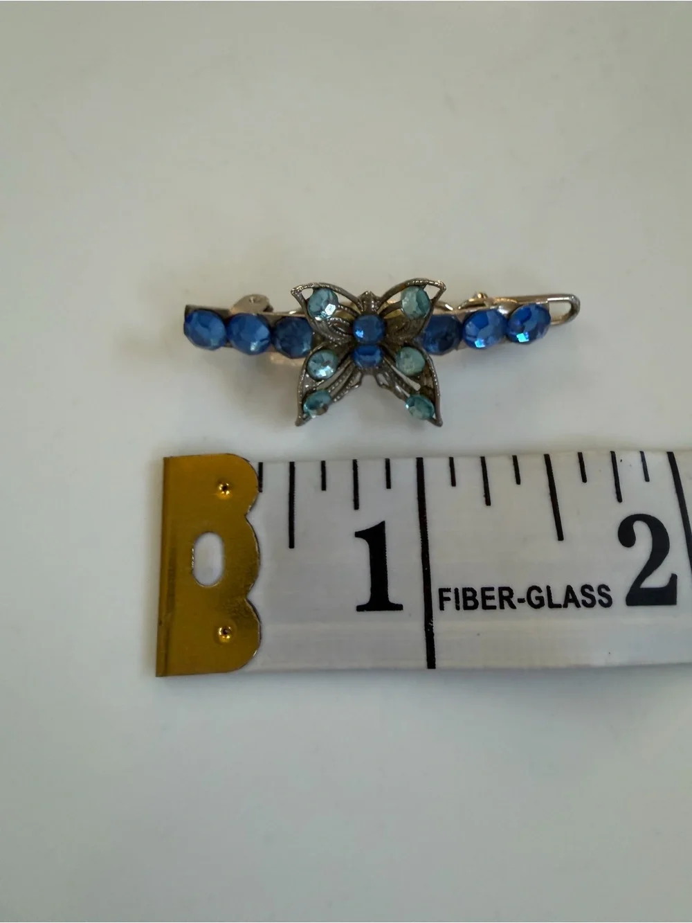 Vintage Blue Butterfly Rhinestone Hair Clip - Hair Accessories